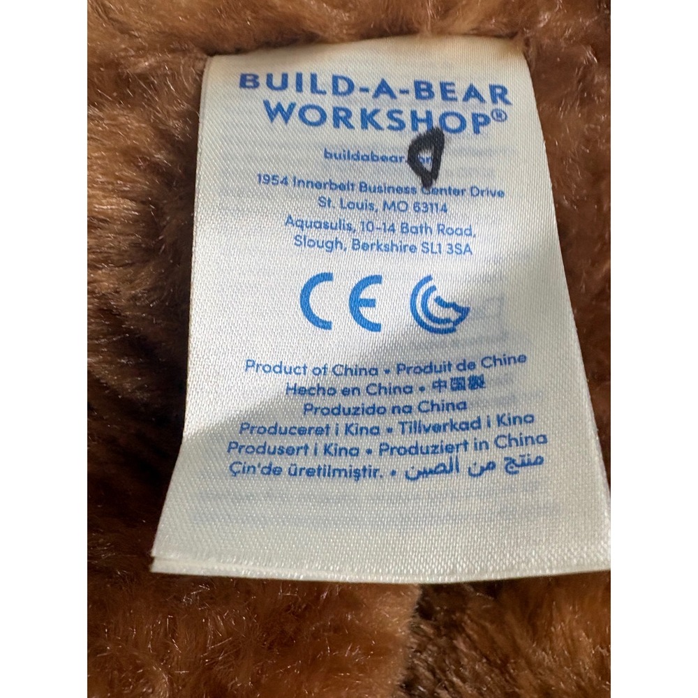 Build-A-Bear Workshop Classic Brown Teddy Bear Plush Stuffed Animal Red Heart - Picture 2 of 4